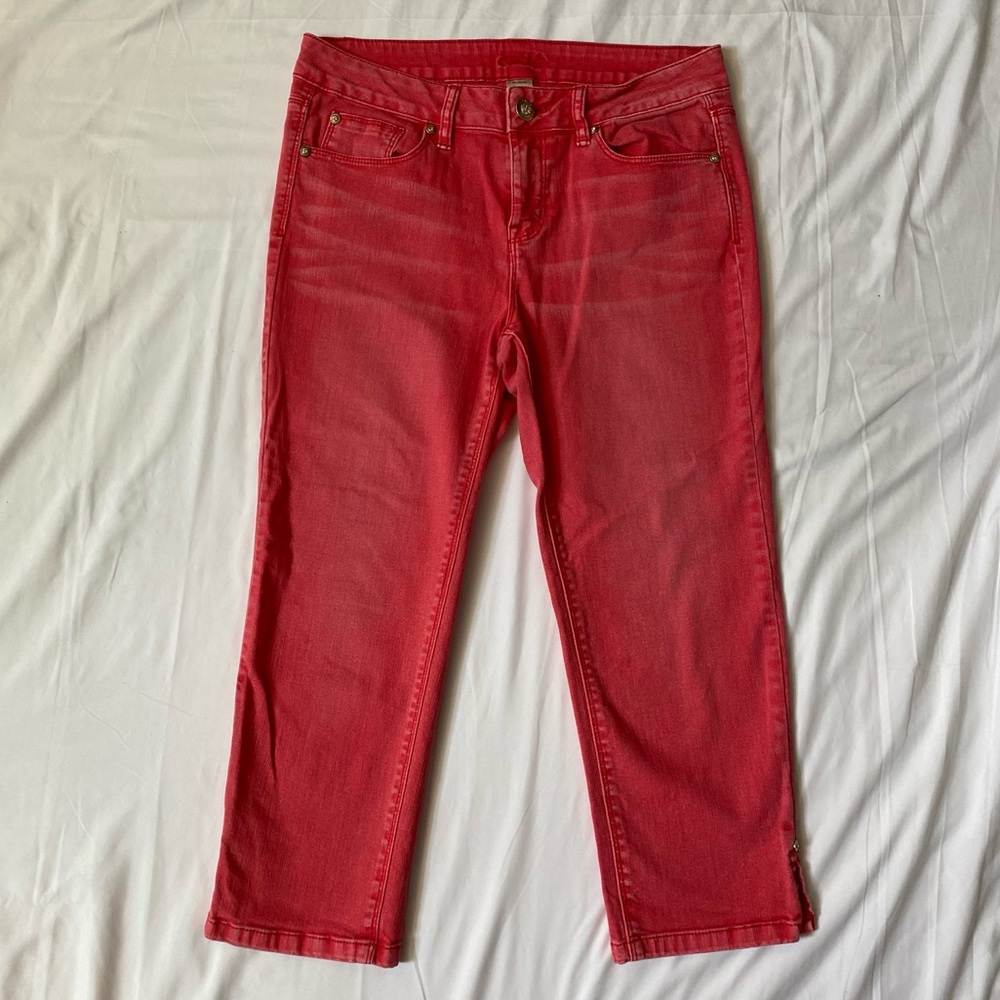 Vintage Y2K Cache Pink Distressed Low Rise Denim Capris Jeans